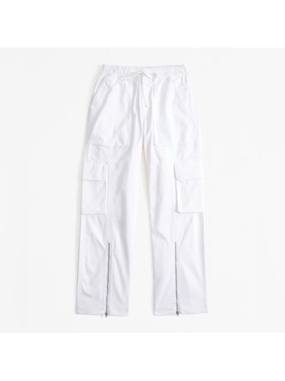 Abercrombie & Fitch Baggy Cargo Pull-On Pant Small White Wide Leg Utility